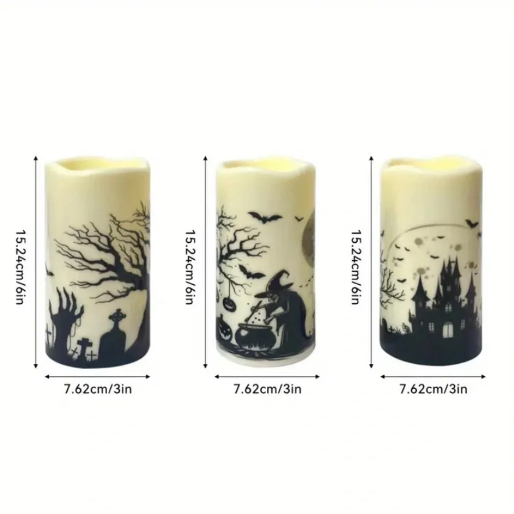 Halloween LED Flameless Candles Set - Black and Yellow